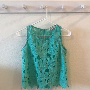 Turquoise lacy tank top